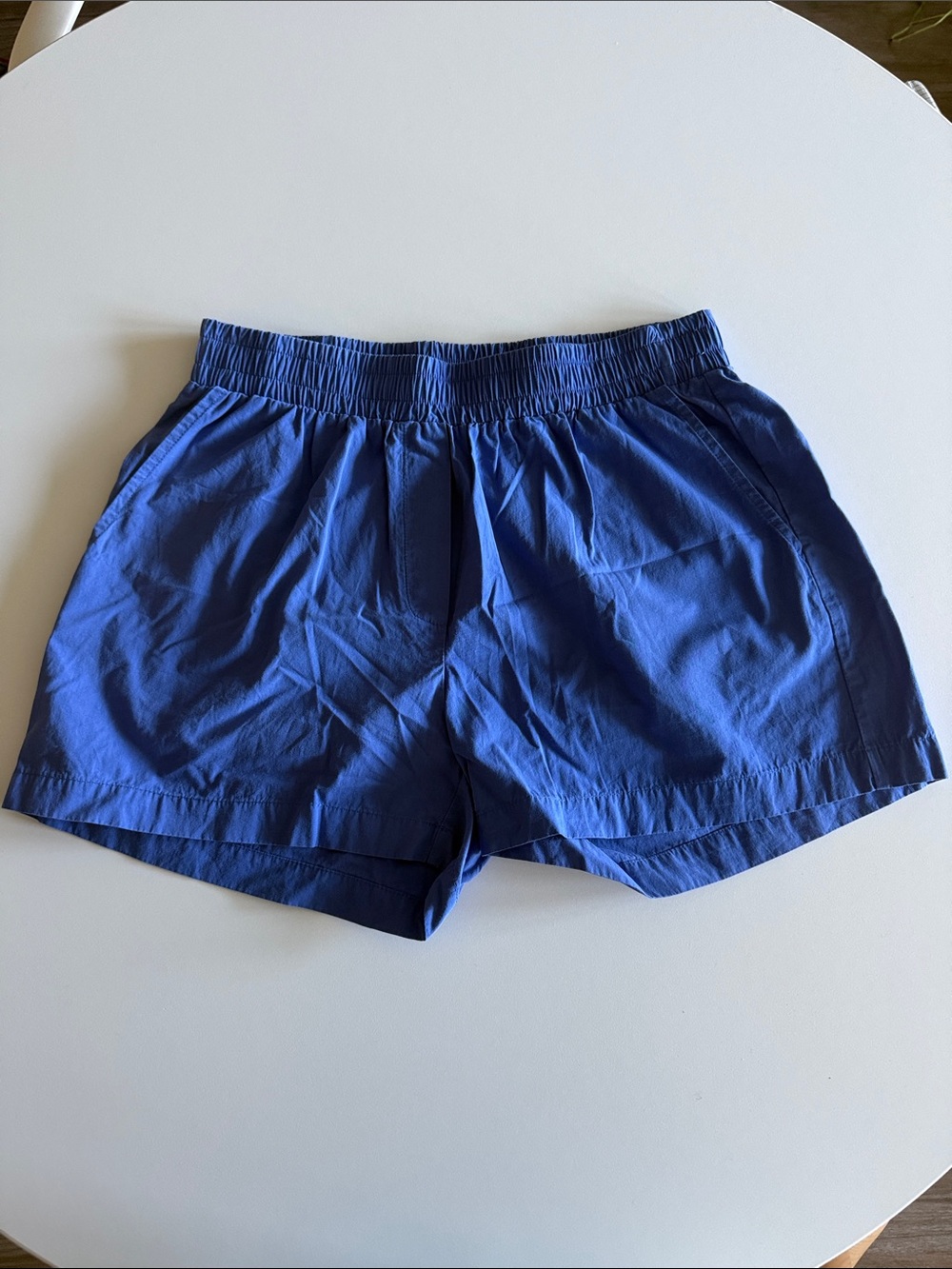 Royal Blue Cotton Poplin Elastic Waist Shorts